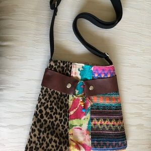 St. Clair multicolor crossbody bag with a leather decorative strap NWOT